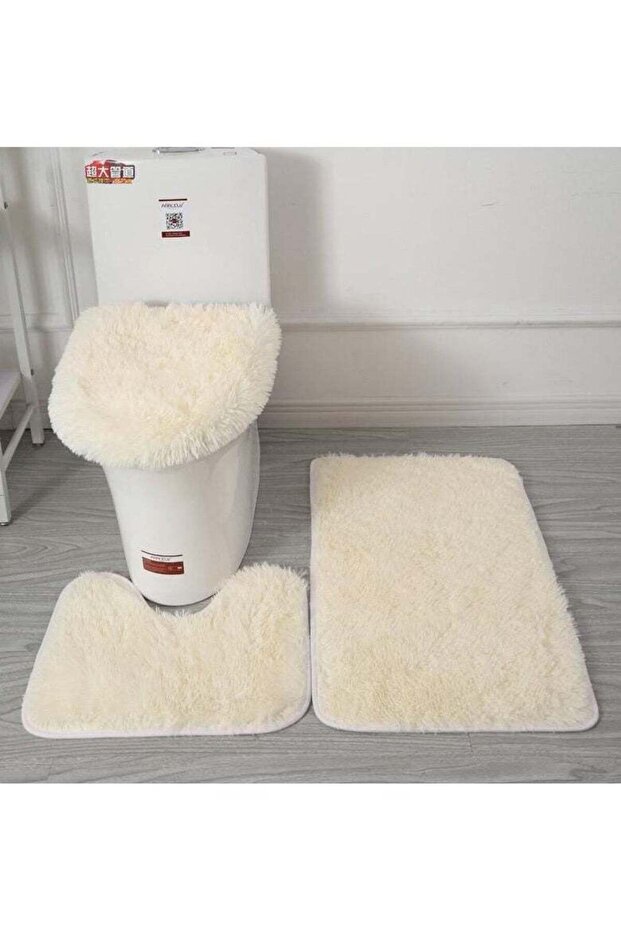 NEW BATHROOM COLLECTION 3 PC SET CREAM SOFT CARPET