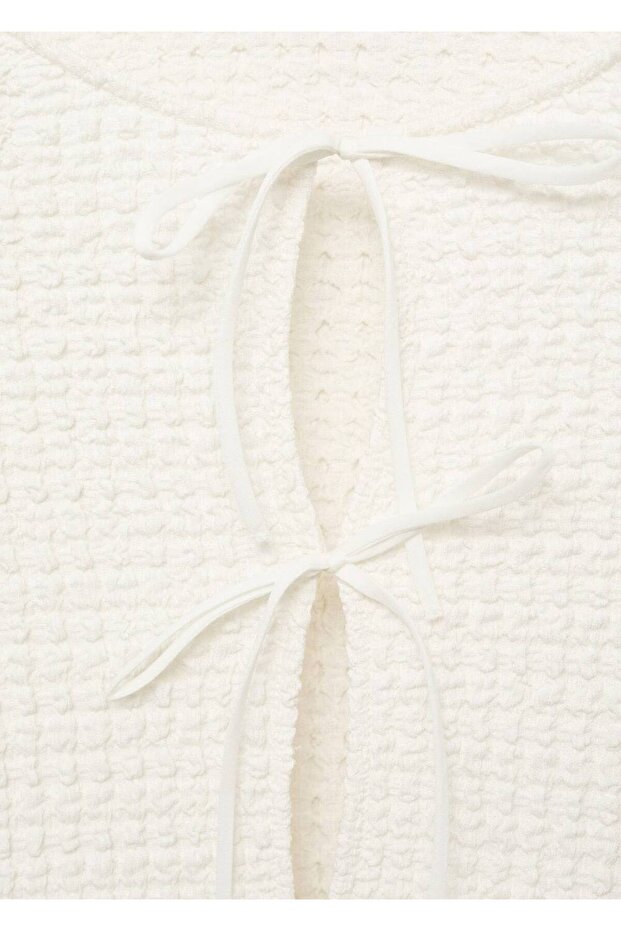 Strukturierte Bluse mit Bindeband - 6