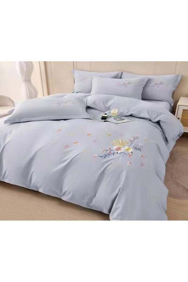 6 PC EMBROIDERED COMFORTABLE & SOFT PREMIUM COMFORTER SET KING SIZE GREY