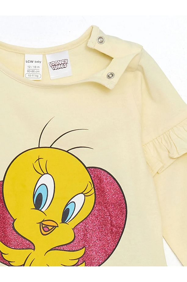 Sarı Tweety Baskılı Kız Bebek Pijama Takımı - 5