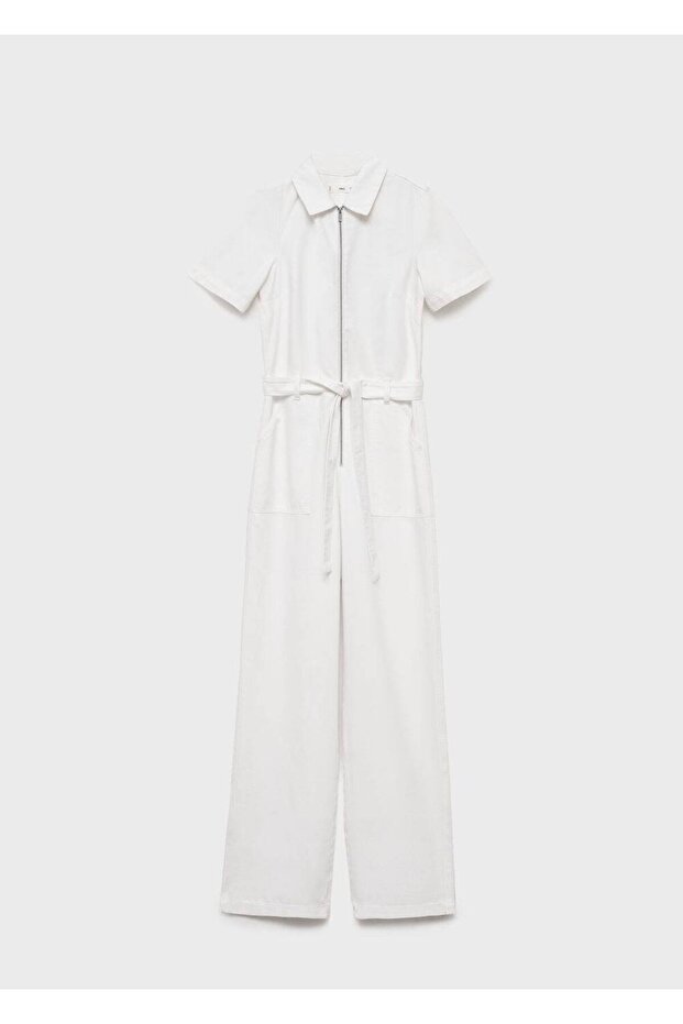 Kemerli denim tulum - 3