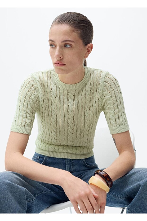 Kısa kollu triko kazak - 5