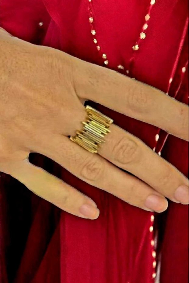 Heartbeat Gold Ring Heart Rhythm Feeling Ring Flexible Measure Handmade Design Ring