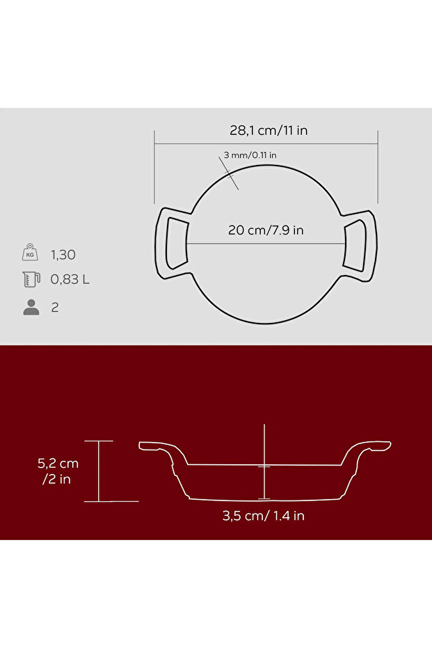 Cast Round Sahan Cast Iron Solid Double Handle Diameter(Ø)20cm - 5