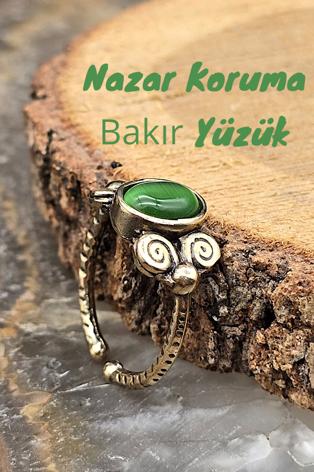 Copper Cat Eye Green Elegant Design Trend Quality Ring Adjustable (Gift, Special Day, Trend)