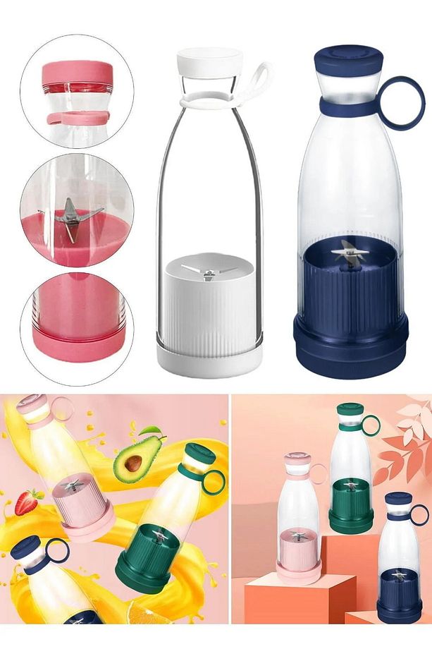 Taşınabilir Mini Şarjlı Blender Kablosuz Şarjlı Mikser Smoothie - Milkshake Shaker 380ml - 2