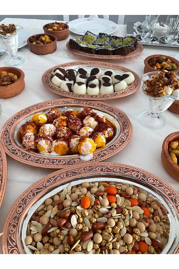 Gaziantep Bakır Işlemeli-dövmeli Sunumluk-iskender Tabak Genişlik :30cm - 9