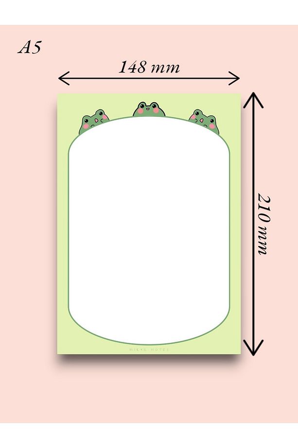 Kurbağa Desenli 2'li Set (A4-A5) Notepad - Not Defteri - Bloknot (KARELİ) - 4