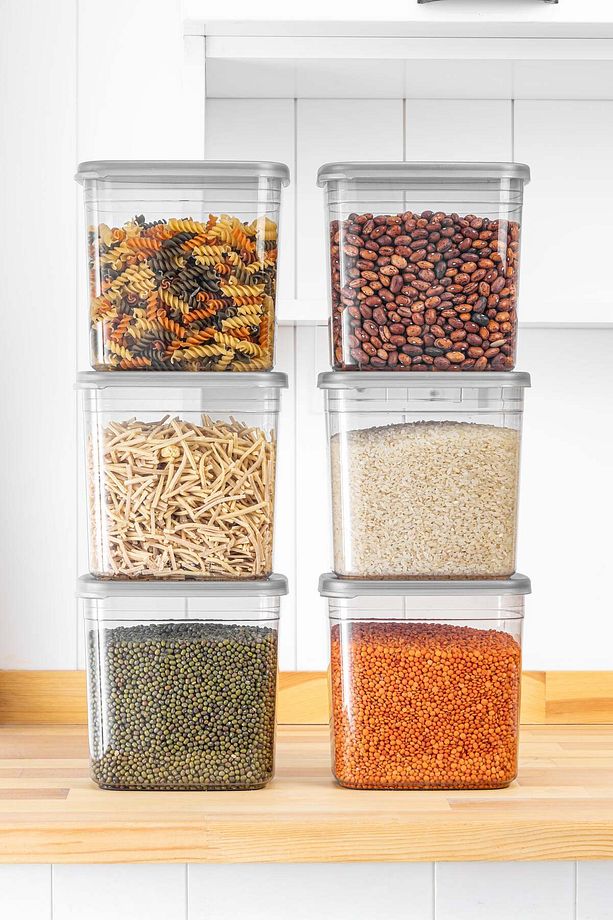 Practical 6'lı 2000 ML Dikdörtgen Erzak ve Bakliyat Saklama kabı seti (20 adet etiket Hediyeli) - 4