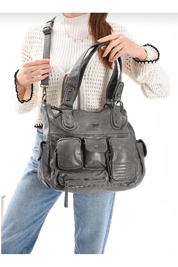 Faux Leather Shoulder Bag