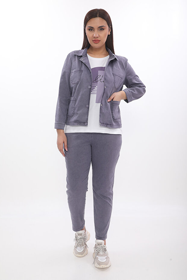 Kadın Üçlü Takım Ceket Pantolon Tshirt - 1