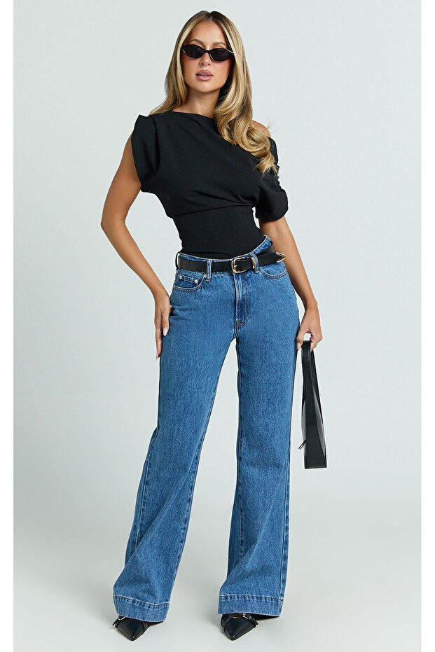 خارج الكتف بلوزة العنق غير المتكافئة - 2