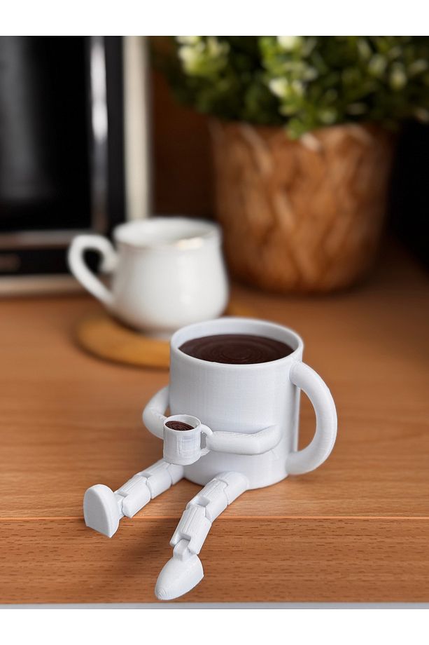 3D Kahve köşesi Sevimli Biblo Seti 3'lü,Kahve Çekirdeği,Beyaz Kahve Kupası,Moko Pot,Coffee set - 5