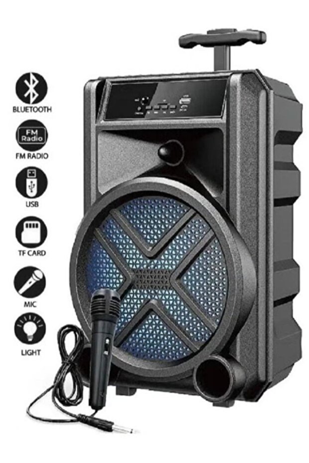 Wireless Bluetooth Speaker, Stereo Sound, FM Radio, TF Memory, USB Input, Mic Input rechargeable - 1