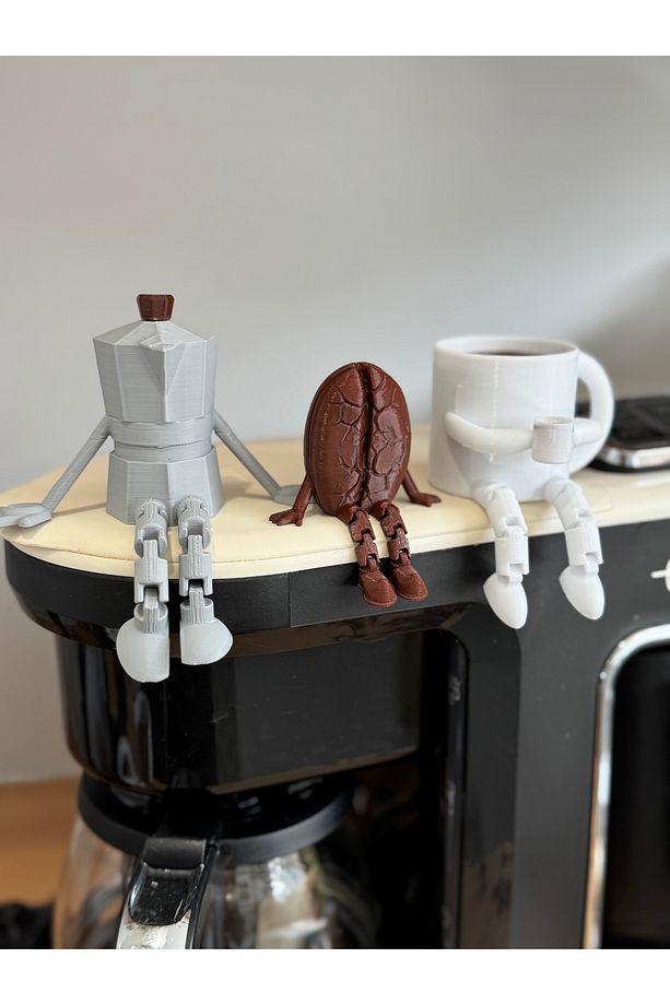 3D Kahve köşesi Sevimli Biblo Seti 3'lü,Kahve Çekirdeği,Beyaz Kahve Kupası,Moko Pot,Coffee set - 6