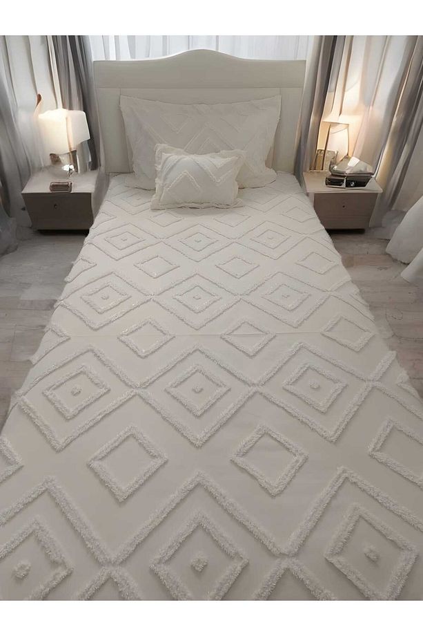 Duru Home Tek Kişilik Geometrik Desenli Fırfırsız Pike Takımı - 3