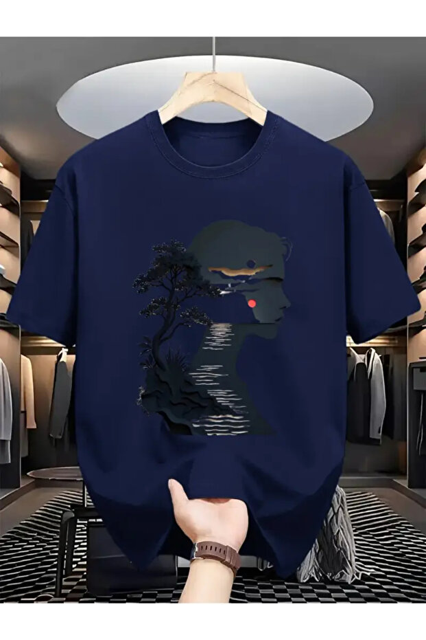 تي شيرت كبير الحجم مطبوع بتصميم للجنسين