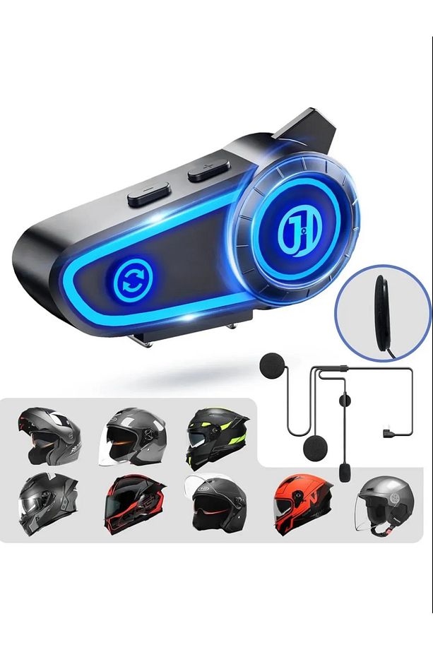 Motosiklet Kask Kulaklık Bluetooth Intercom Rgb Işıklı Motorsiklet Interkom - 1