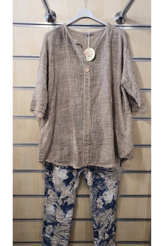 Plain Pattern Italian Blouse Single Button - 1