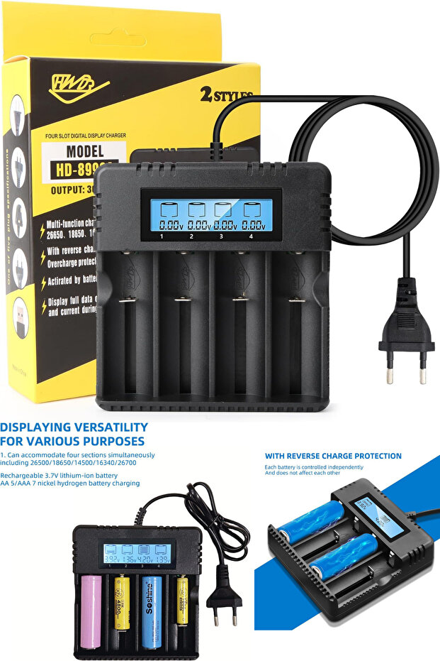 xsir Pil Şarj Cihazı 3.7V 26500/18650/14500/16340/26700 Li-ion
