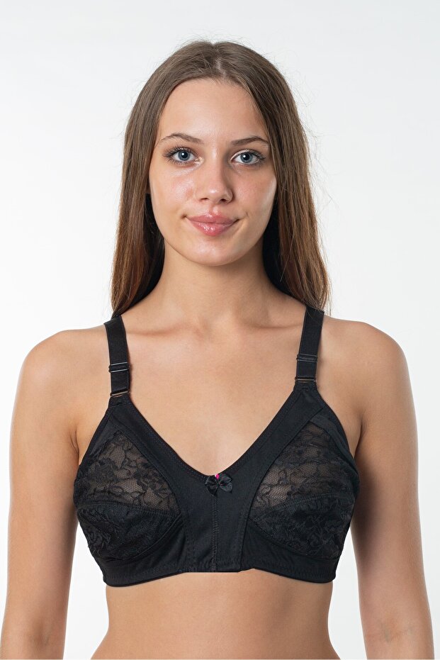 Women's Wire-Free, Unsupported Combed Cotton, Tulle, Lace, Strengthening Bra
