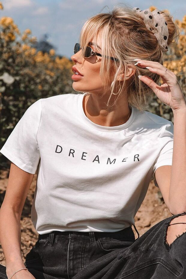 تيشيرت كبير الحجم مطبوع عليه Dreamer للجنسين