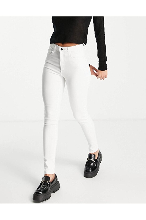 Alaska White Lycra High Waist Skinny Jean Trousers