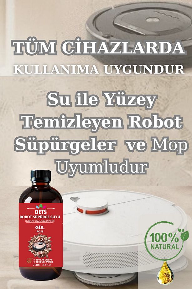 Gül Kokulu Akıllı Robot Süpürge Suyu – Mop ve Yüzey Temizleyici 250ml | Ferah ve Romantik Temizlik - 5