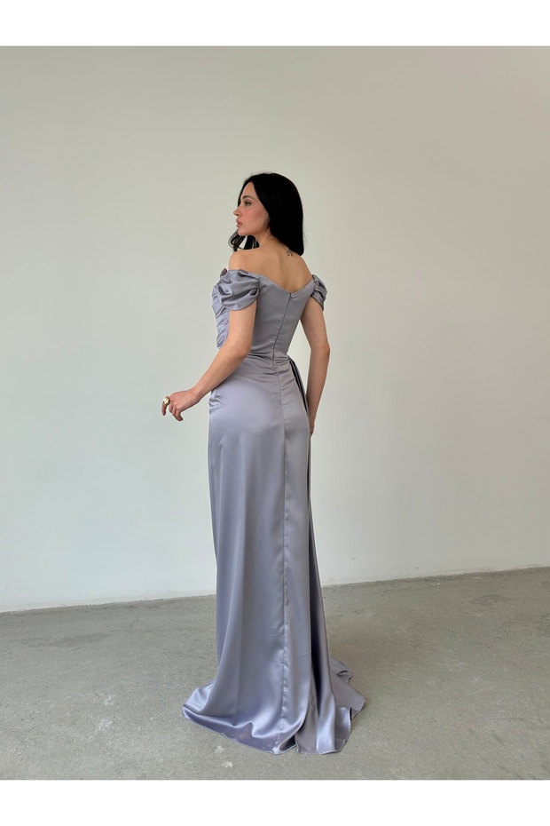 Rochie de seară drapată cu umeri - 5