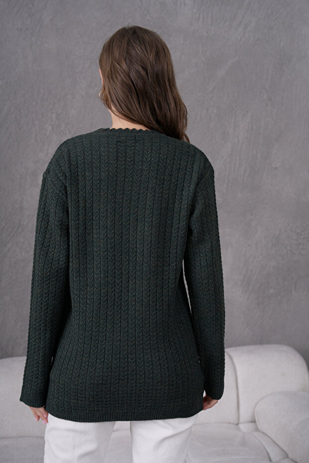 Saç Örmeli anne Triko Yün kazak - 8