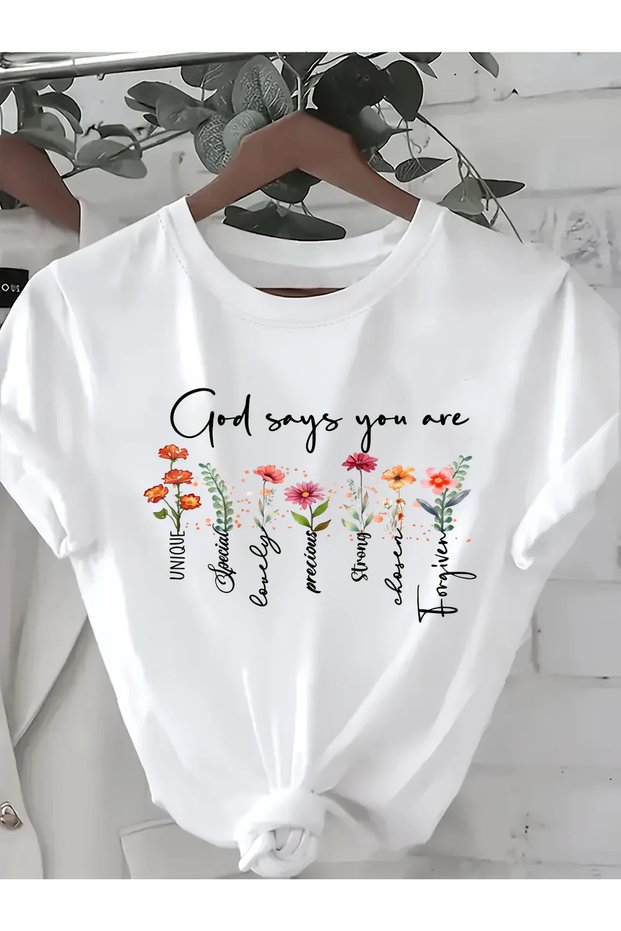 God Says Printed Women's White Cotton T-Shirt