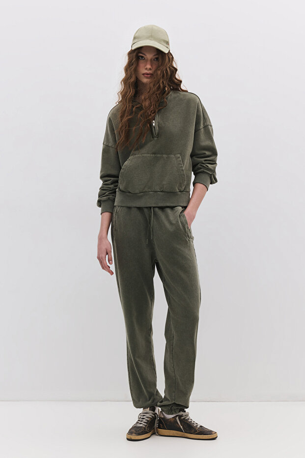 Faded Effect Cotton Jogger Sweatpants