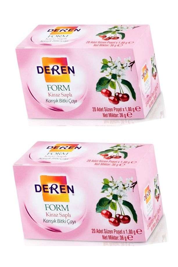2 Adet Form Kiraz Saplı Karışık Bitki Çayı 40 adet süzen poşet - 1