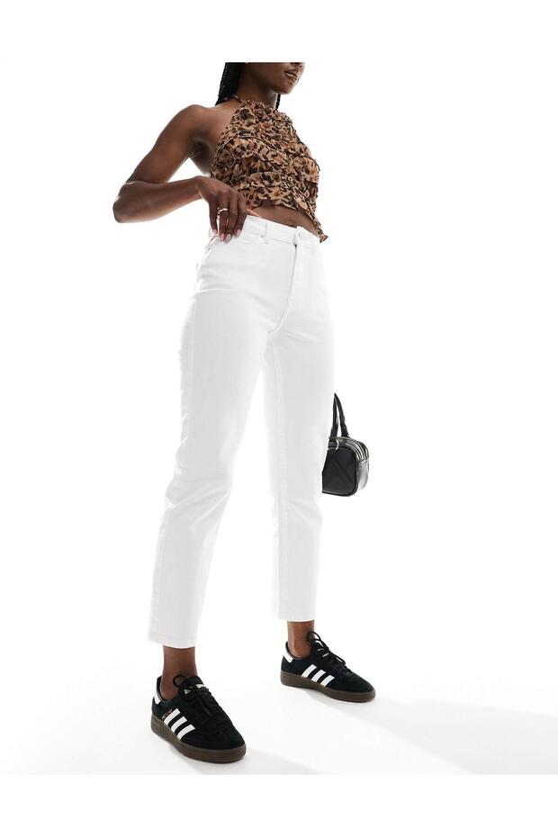 Modena White High Waist Lycra Stretchy Mom Jeans