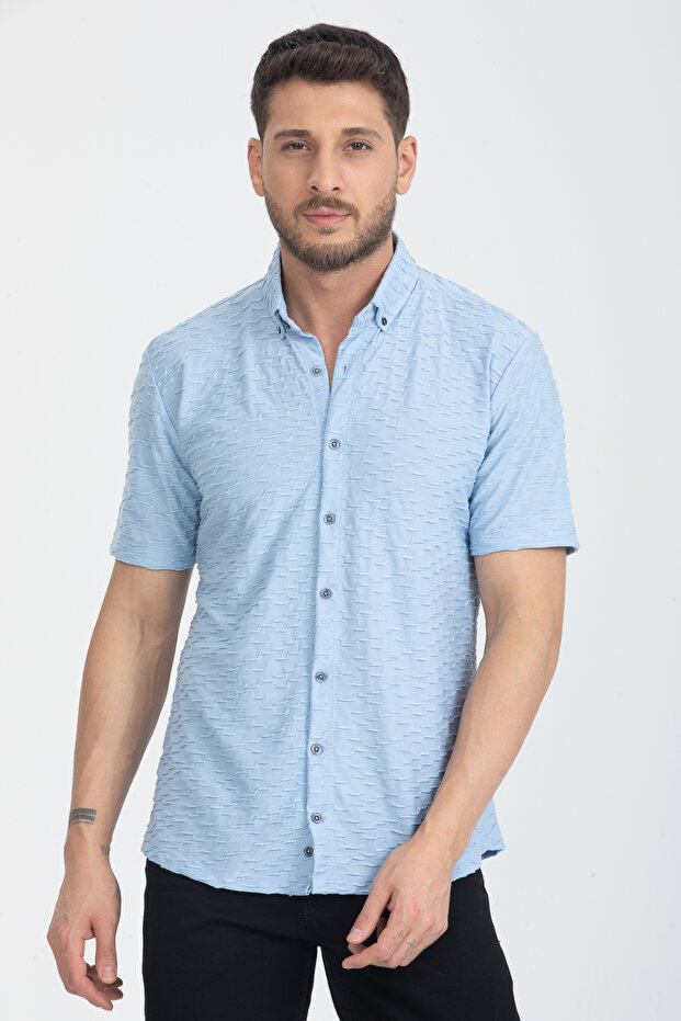 Men's Short Sleeve Summer Slim Fit Knitted Shirt 2600