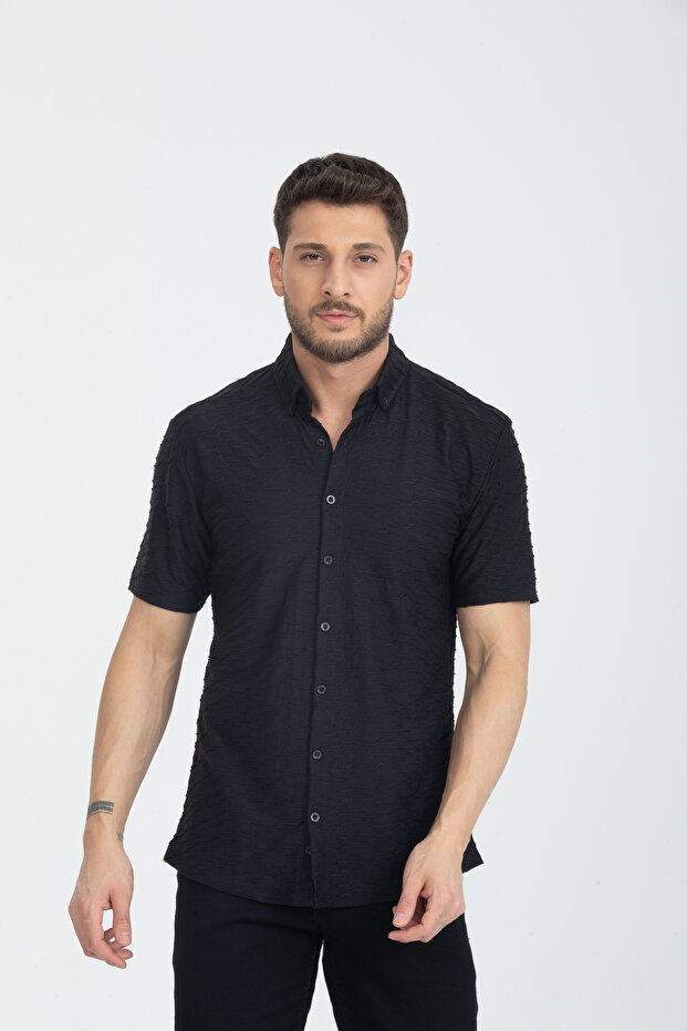 Men's Short Sleeve Summer Slim Fit Knitted Shirt 2600