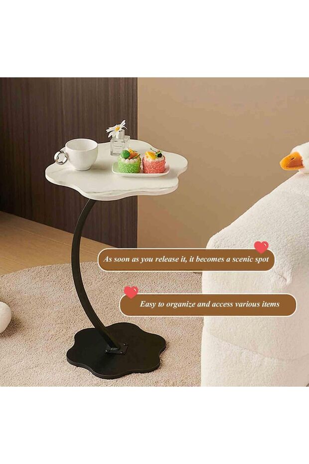 White marble side table, dimensions as shown in the pictures