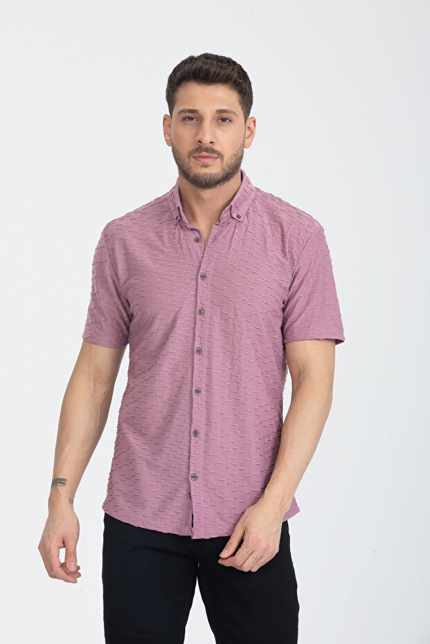 Men's Short Sleeve Summer Slim Fit Knitted Shirt 2600
