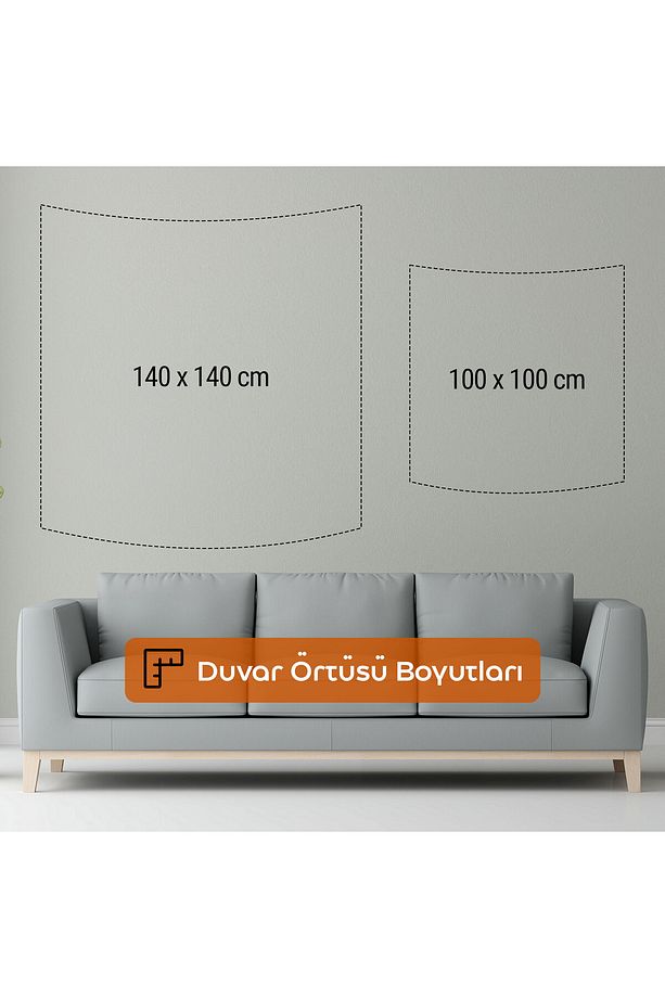 Minimalist Stil Limon Ağacı Duvar Örtüsü - %100 Pamuk Sırtlı, Ranforce Kumaş - Canlı Renkler, - 5