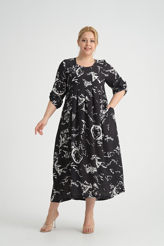 23055-1 SIYAH ELBISE - 1