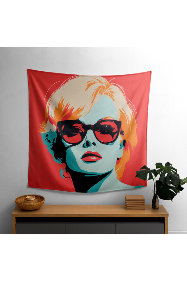 Pop Art Sensation Portre Duvar Örtüsü - Ranforce Kumaş, Canlı Renkler, Süblimasyon Baskı - 1