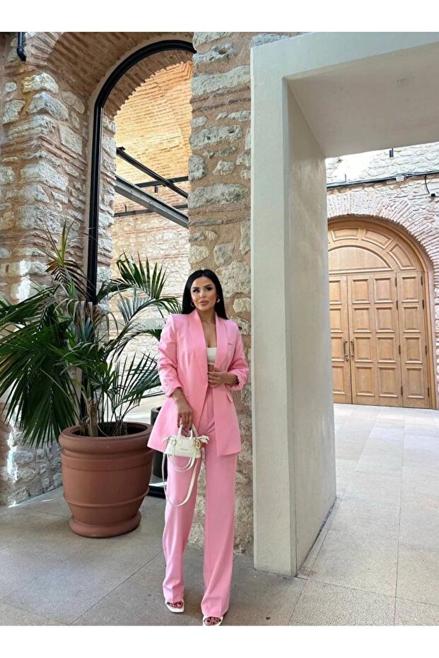 Single Button Double Blazer Suit - 1