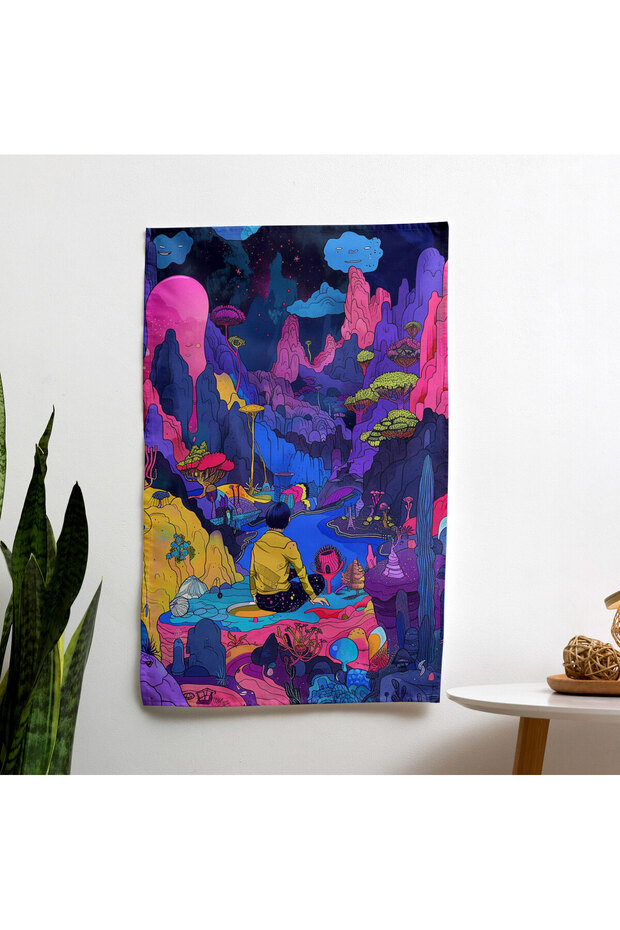 ستارة حائط على طراز PopArt - بوليستر أمامي، ألوان نابضة بالحياة - لغرفة النوم وغرف المعيشة