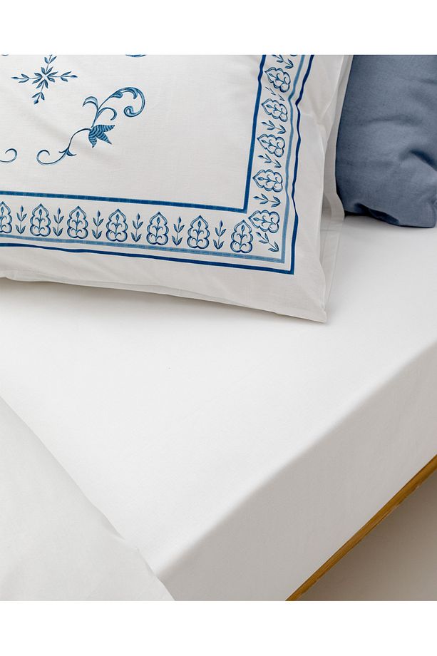 Orlena King Size %100 Pamuk Nevresim Takımı - Mavi - 5