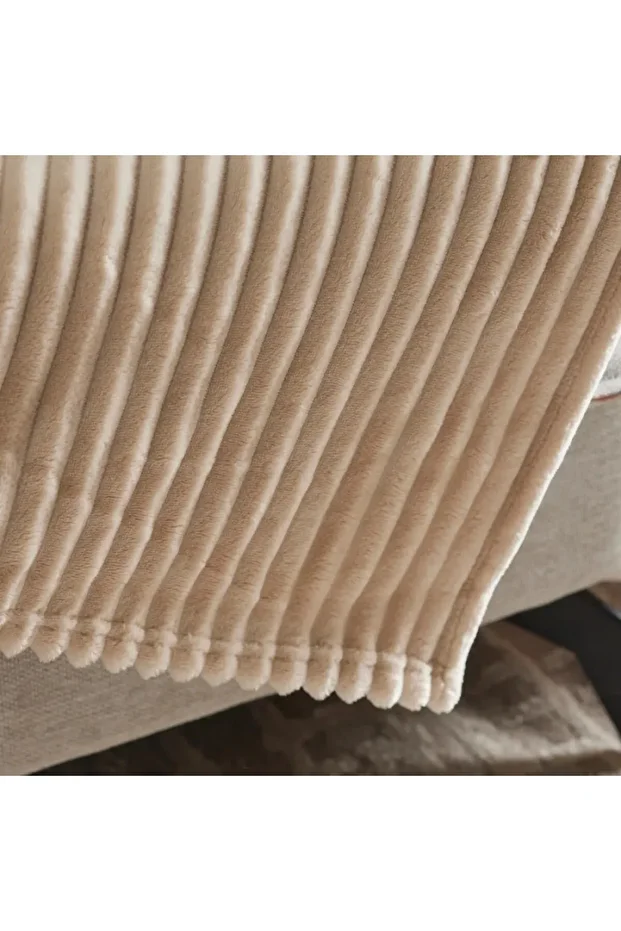 Ruby Stripe Wellsoft Einzel Decke, Ecru - 4