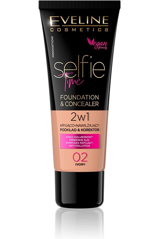 Eveline Cosmetics Selfie Time Foundation & Concealer - 02 Ivory, 30 Ml