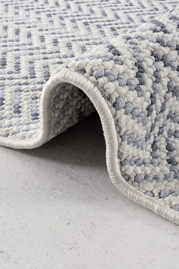 Piana 1113 Mavi - Zigzag Desenli Mavi Oturma Odası Halısı - 3