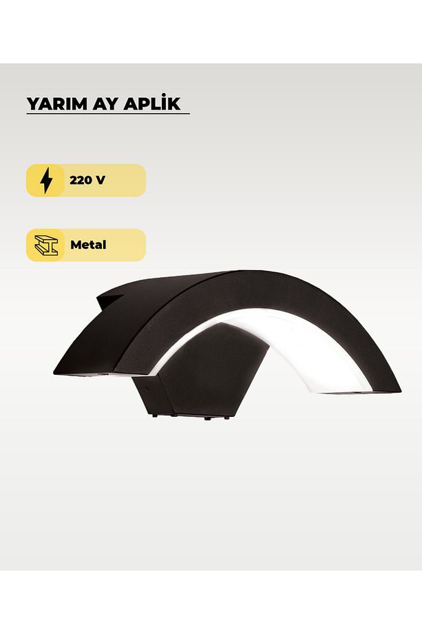Siyah Led Yarım Ay Aplik 3200k Sarı Işık - 1