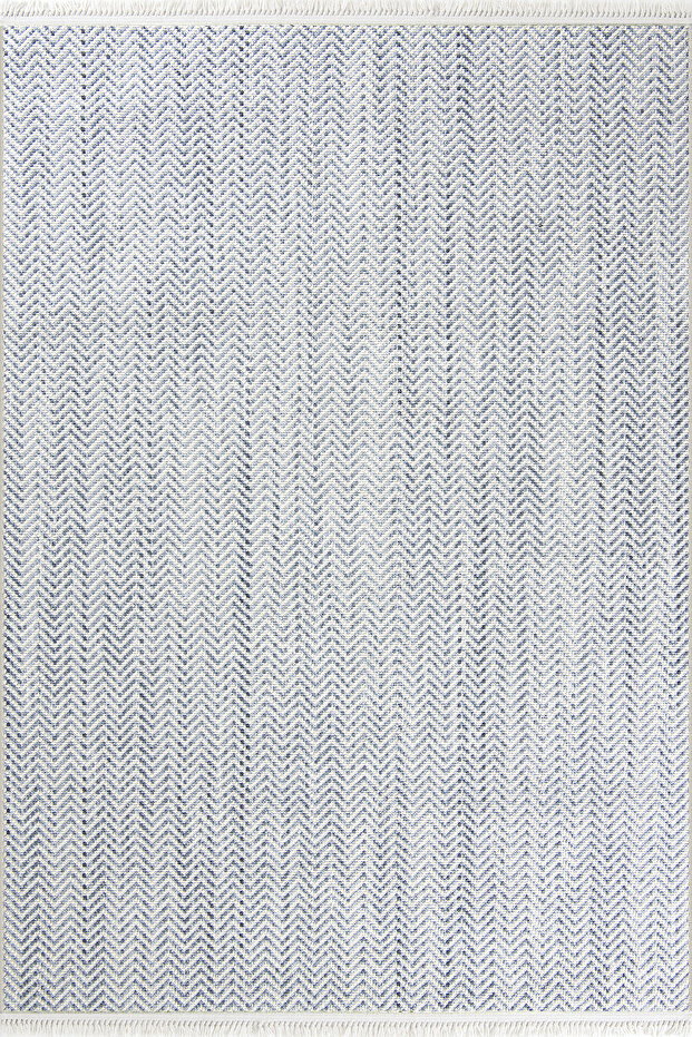 Piana 1113 Mavi - Zigzag Desenli Mavi Oturma Odası Halısı - 1