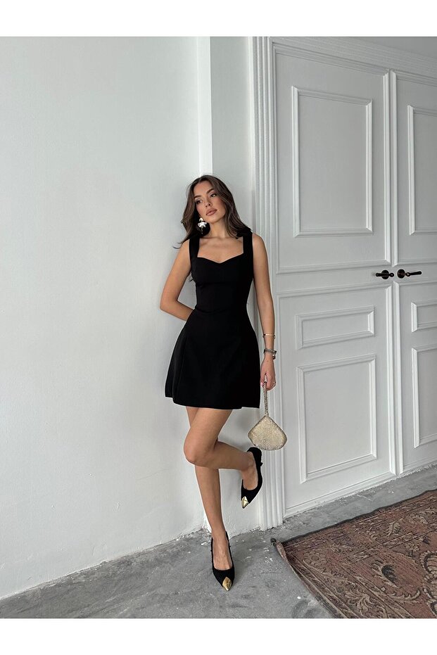 Marie Kalın Askılı Mini Elbise - 4